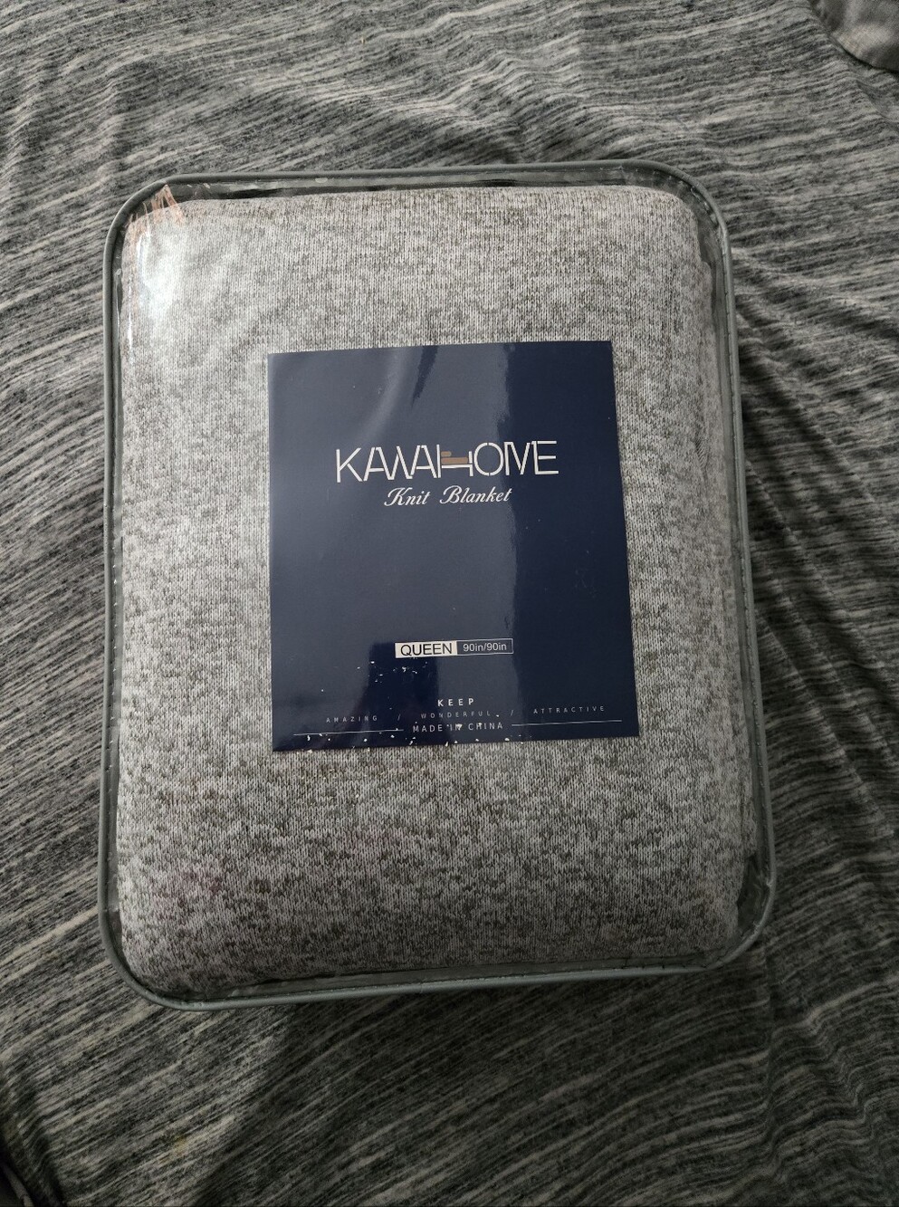 KAWAHOME Queen Knit Jersey Blanket 90x90 Grey